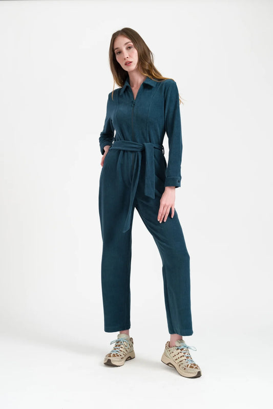 LaLamour Ginger Jumpsuit Rib Velour Mediterranea – Damen Jumpsuit, getragen – Vorderansicht