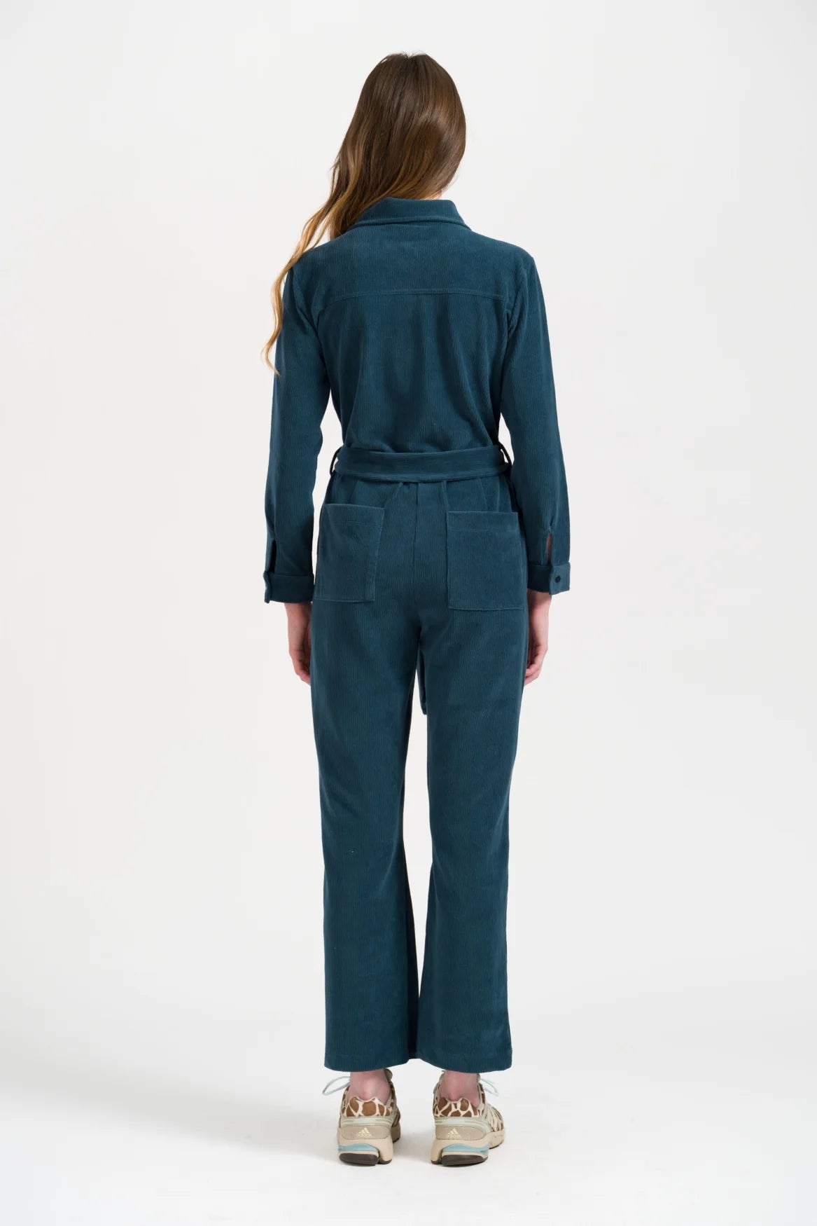 LaLamour Ginger Jumpsuit Rib Velour Mediterranea – Damen Jumpsuit, getragen – Rückansicht