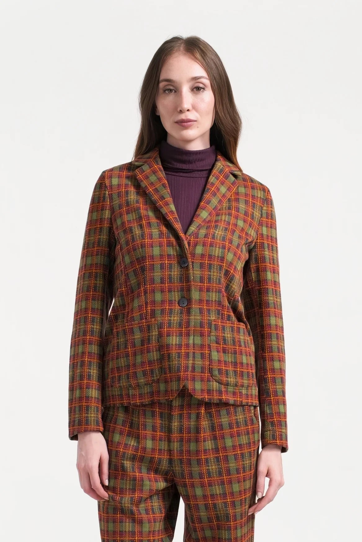 LaLamour Nelly Blazer Surplus Square Sphagnum – Damen Blazer, getragen – Vorderansicht