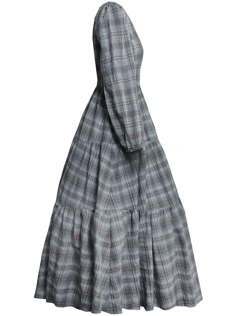 Stufig geraffter Volantrock kariert