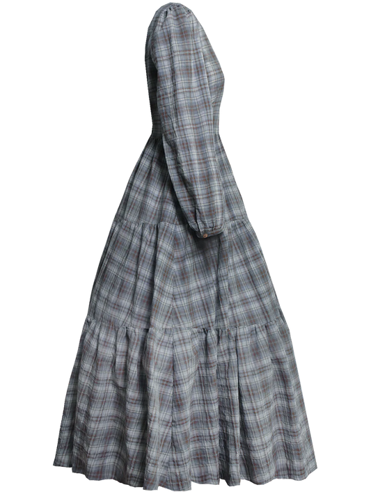 Stufig geraffter Volantrock kariert