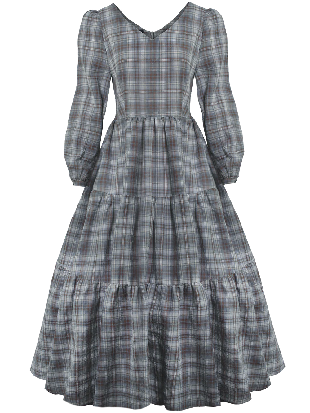 Femkit Maxikleid kariert Seersucker Vorderansicht