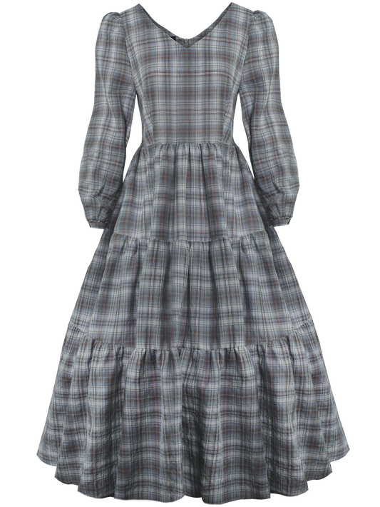 Femkit Maxikleid kariert Seersucker Vorderansicht
