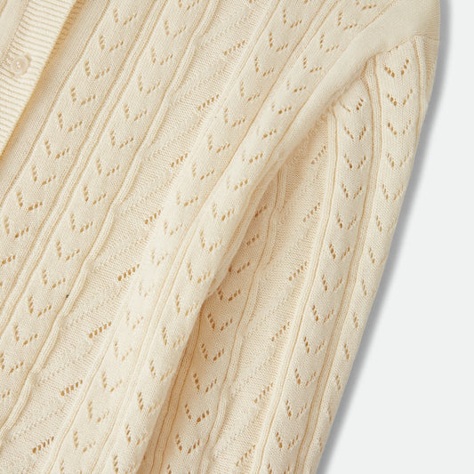 Detail des Pointelle-Strickmusters am Brixton Bixby Cardigan
