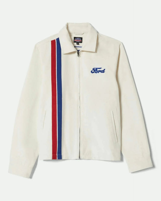 Retro Jacke Ford Brixton Wimbledon White Racing Stripes