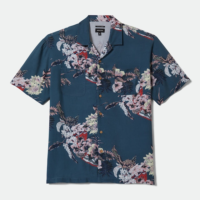 Brixton Herren Hemd dunkelblau Vintage Sommerhemd Frontansicht