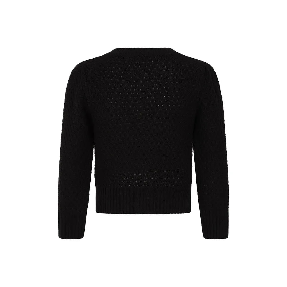 Banned Retro Fara Cardigan in Schwarz, Baumwoll-Strickjacke mit Wabenstruktur und 3/4-Ärmeln, Produktfoto 1