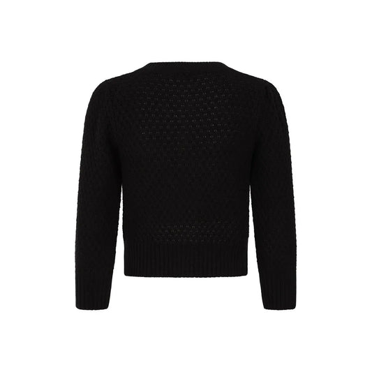 Banned Retro Fara Cardigan in Schwarz, Baumwoll-Strickjacke mit Wabenstruktur und 3/4-Ärmeln, Produktfoto 1