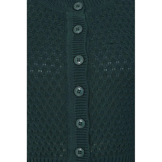 Banned Retro Fara Cardigan in Waldgrün, Baumwoll-Strickjacke mit Wabenstruktur und 3/4-Ärmeln, Produktansicht