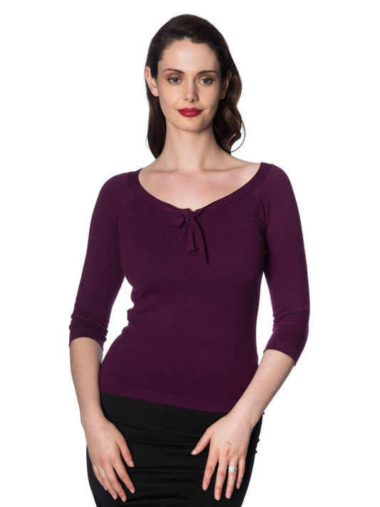 Banned Pretty Illusion Vintage Top aubergine mit Schleife