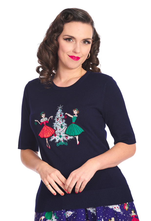 Vintage Christmas Holiday Pullover - marine