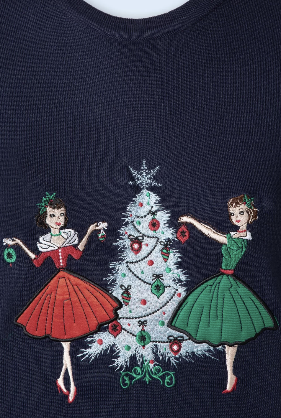 Vintage Christmas Holiday Pullover - marine - Dotty&Dan