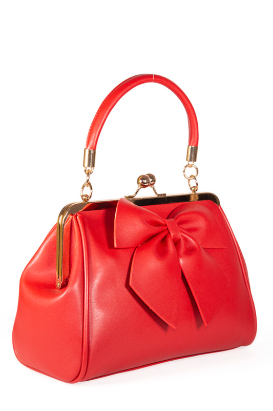 50s Red Lockwood Bow Handbag - Dotty&Dan