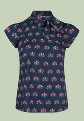 50s Schleifenbluse Anna - peacock