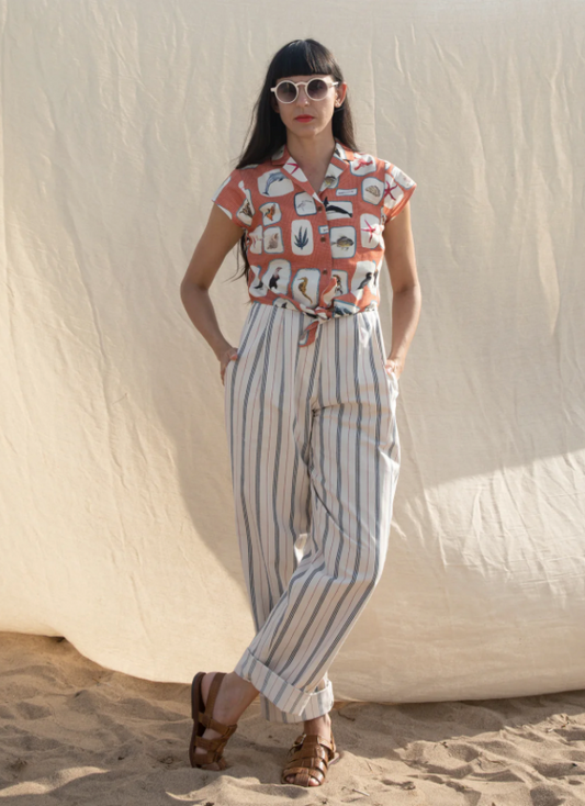 Thelma Trousers - cream nautical stripe - Dotty&Dan