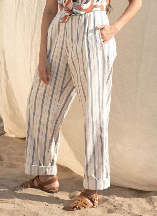 Thelma Trousers - cream nautical stripe - Dotty&Dan