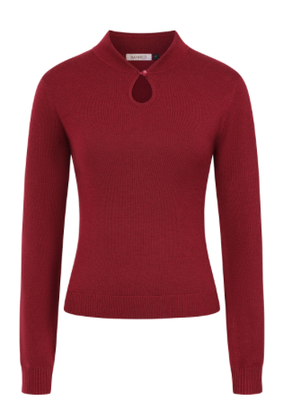 Banned Mara Jumper burgundy Pullover Damen Vintage Stil mit Tropfenausschnitt