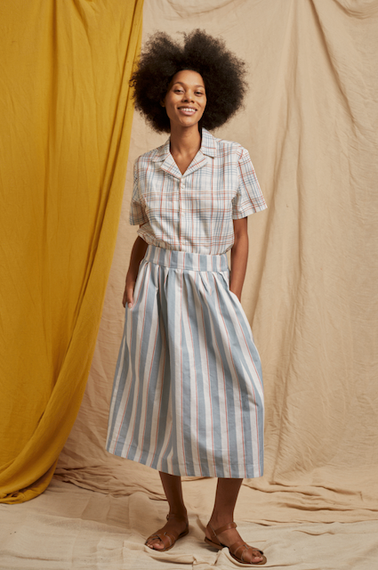 Vintage inspirierter Rock mit Taschen Baumwolle Leinen Palava