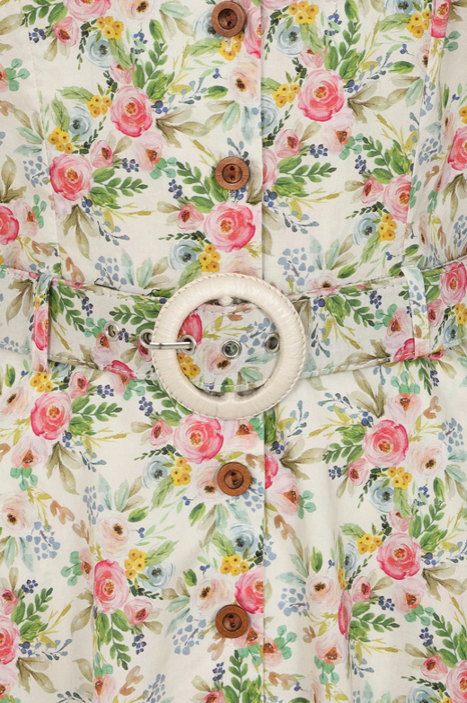 50er Jahre Hemdblusenkleid Damen creme floral