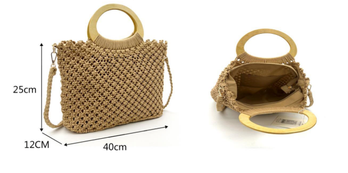 Innenansicht der taupefarbenen Boho-Tasche mit Reißverschluss und Innenfach