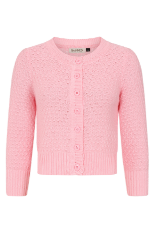 Vintage Strickjacke Fara in Rosa mit Knopfleiste