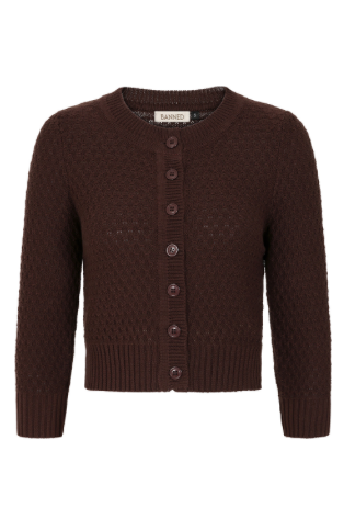 Vintage Strickjacke in Braun mit Knopfleiste von Banned Retro