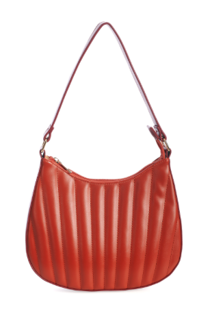 Banned Retro Thelma Vintage Handtasche in Orange mit kurzem Tragegriff, Vorderansicht.