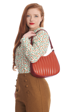 Banned Retro Thelma Handtasche in Orange mit abnehmbarem Schulterriemen.
