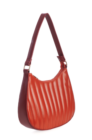 Orangefarbene Retro Handtasche Thelma von Banned Retro mit klassischer Form, Seitenansicht.