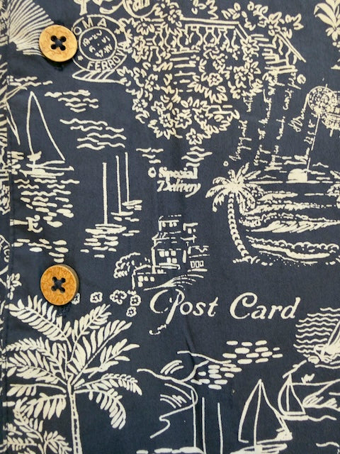 Detail maritimer Print Herren Shirt Postkarten Muster