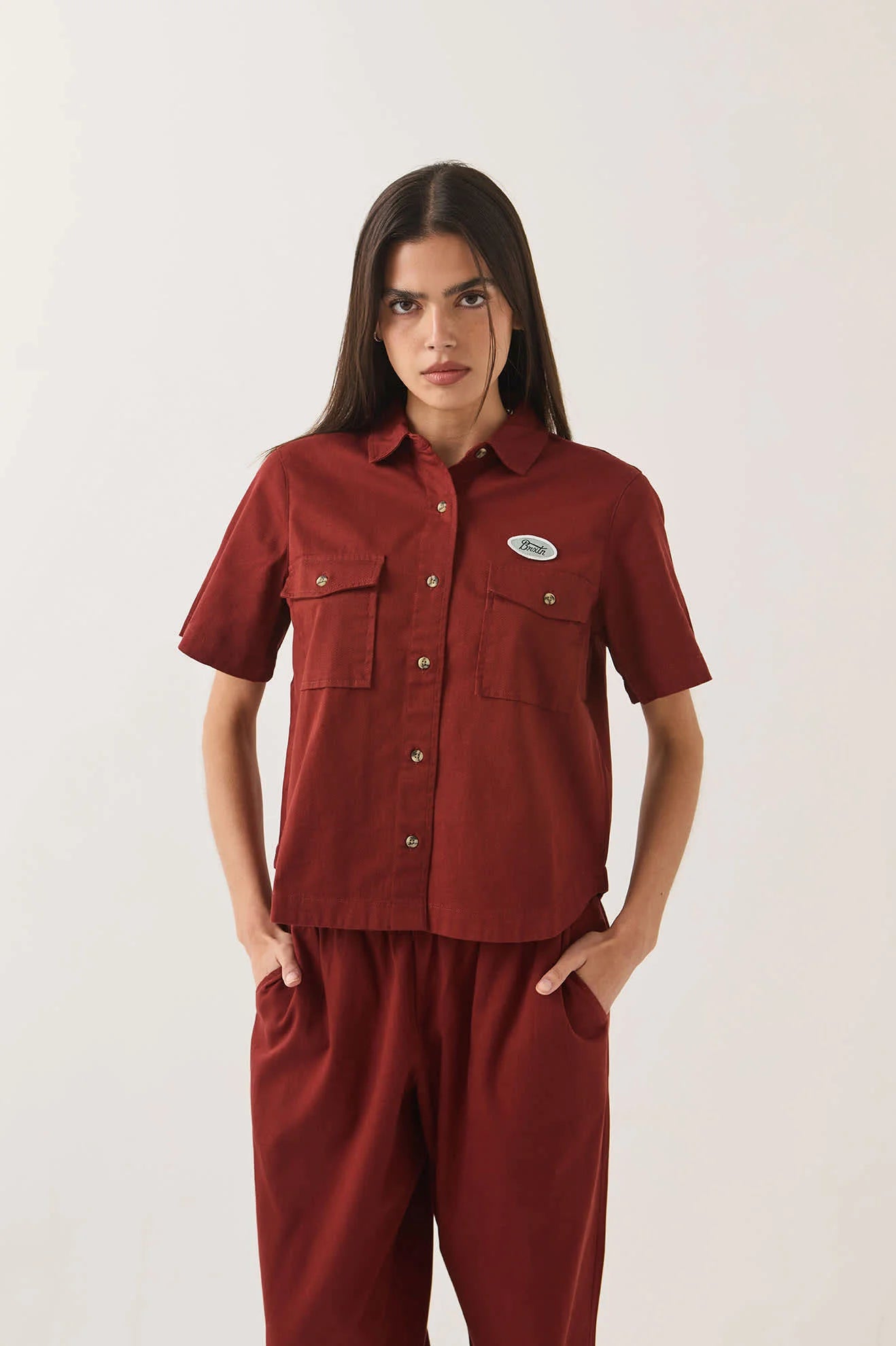 Brixton Mechanics Damen Workwear Hemd Dark Brick mit Brusttaschen