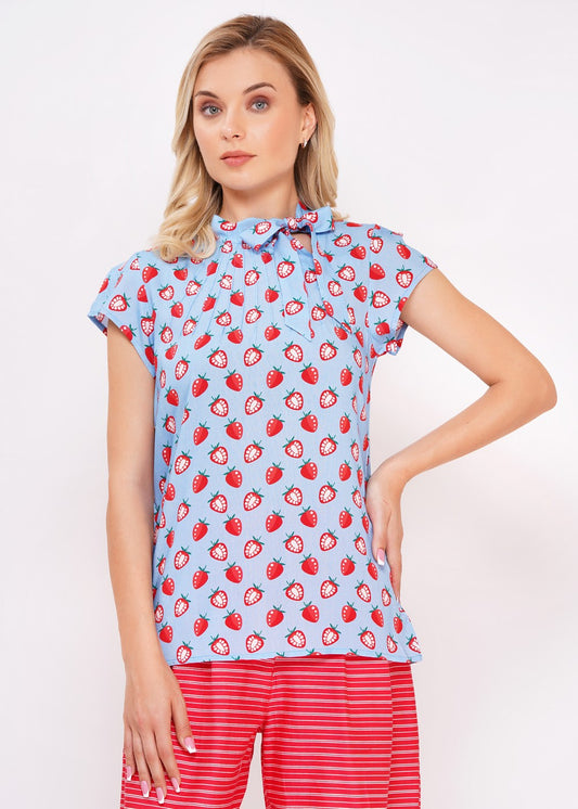 Vintage Bluse Damen mit Schleife Viskose Circus Clothing