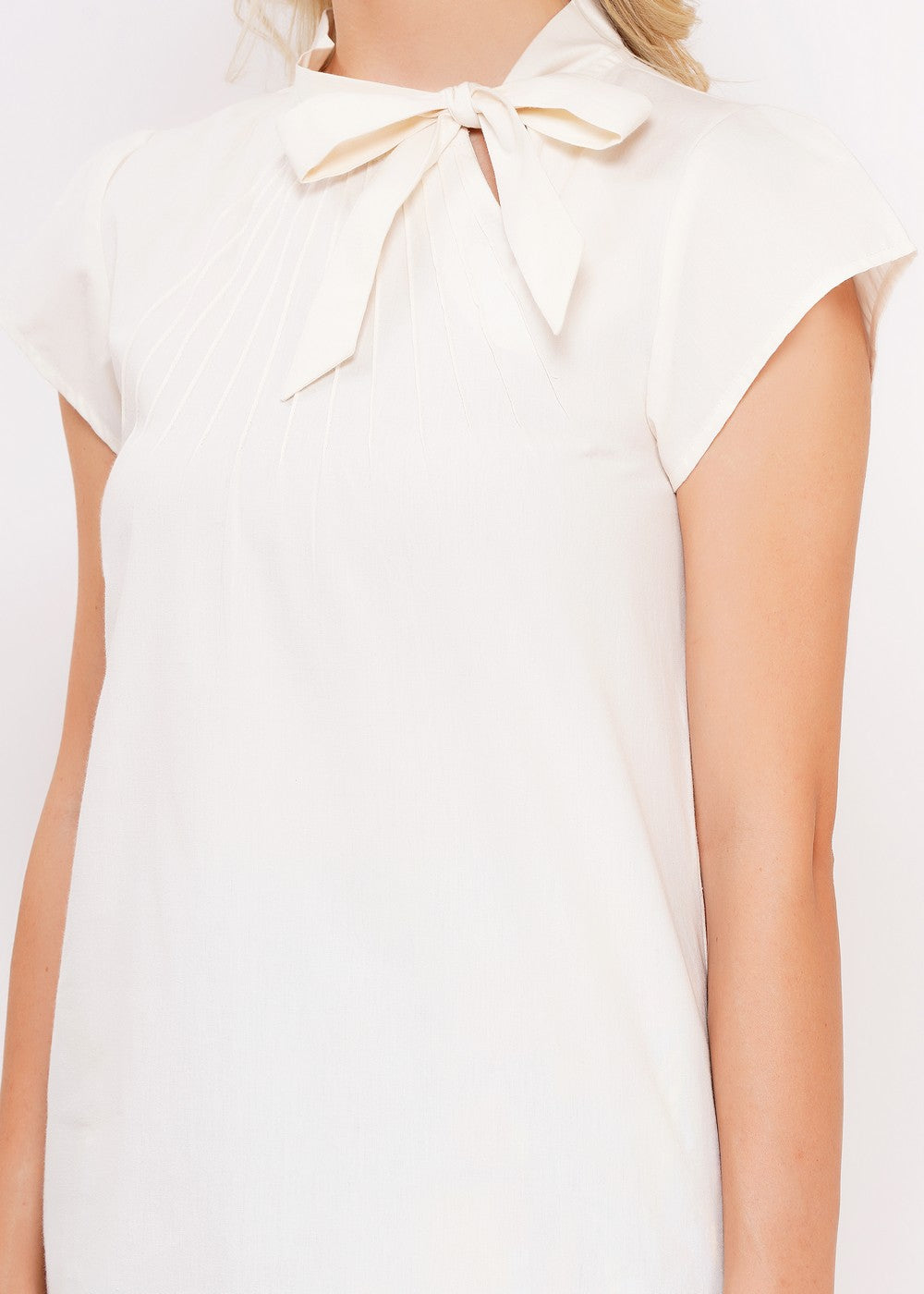 Detailansicht Schluppenbluse Anna ivory – Baumwollbluse Damen