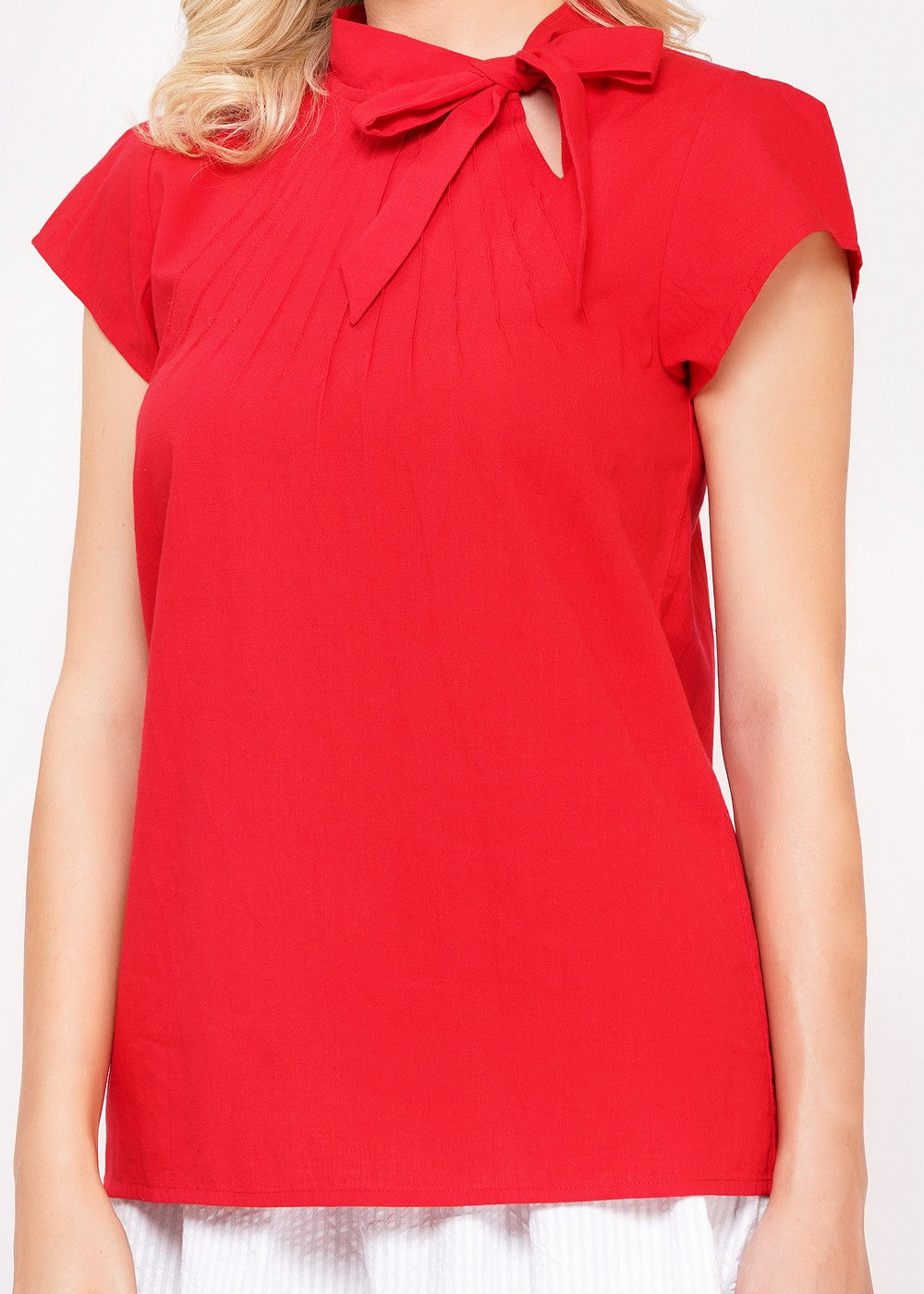 Rote Schluppenbluse Damen mit Schleife – Circus Clothing