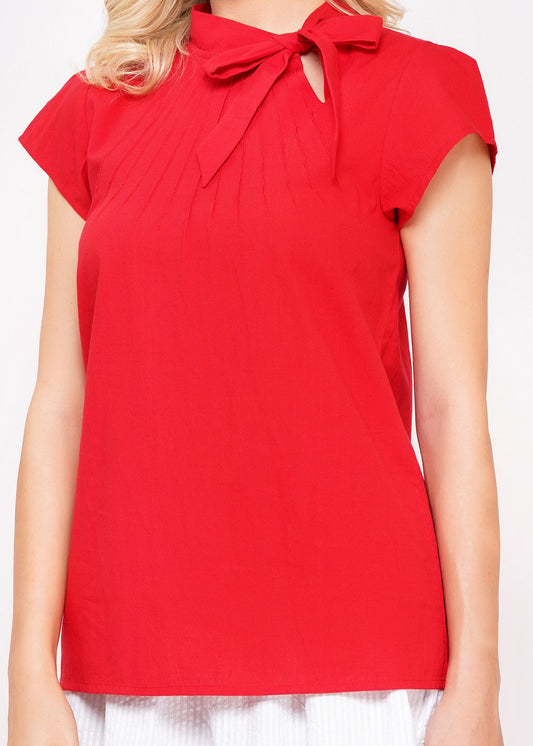 Rote Schluppenbluse Damen mit Schleife – Circus Clothing