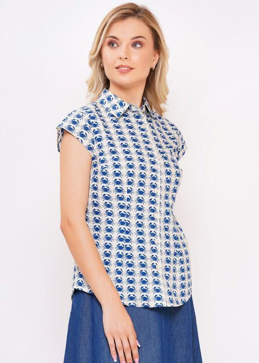 Maritime Retro-Bluse Damen – Rückansicht