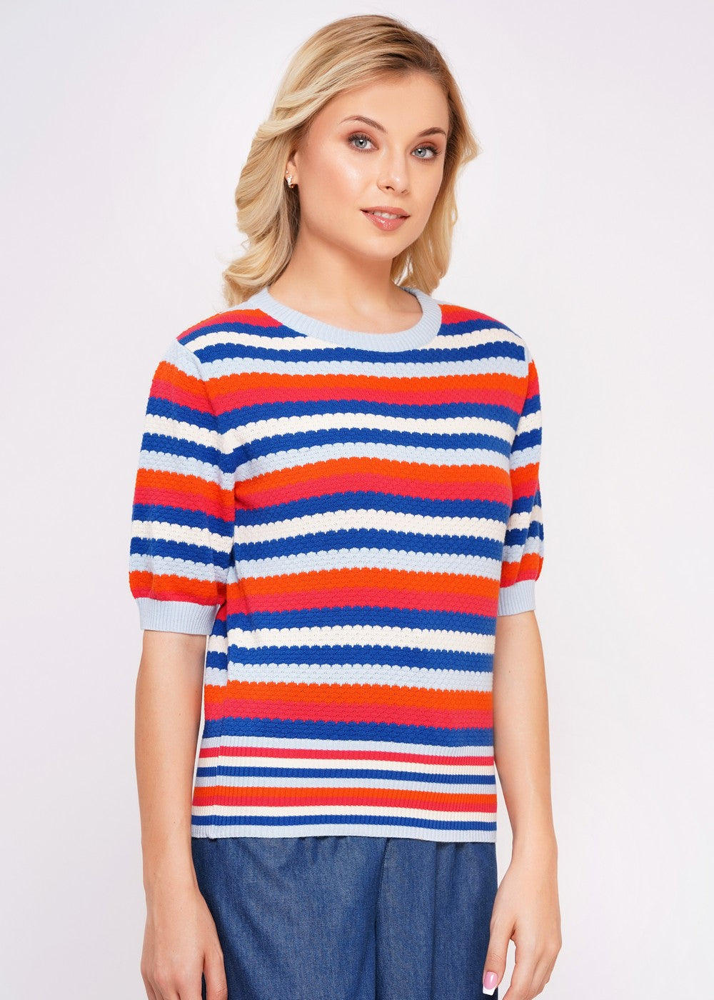 Damen Strickpullover Streifen mit Rundhals – Circus Clothing