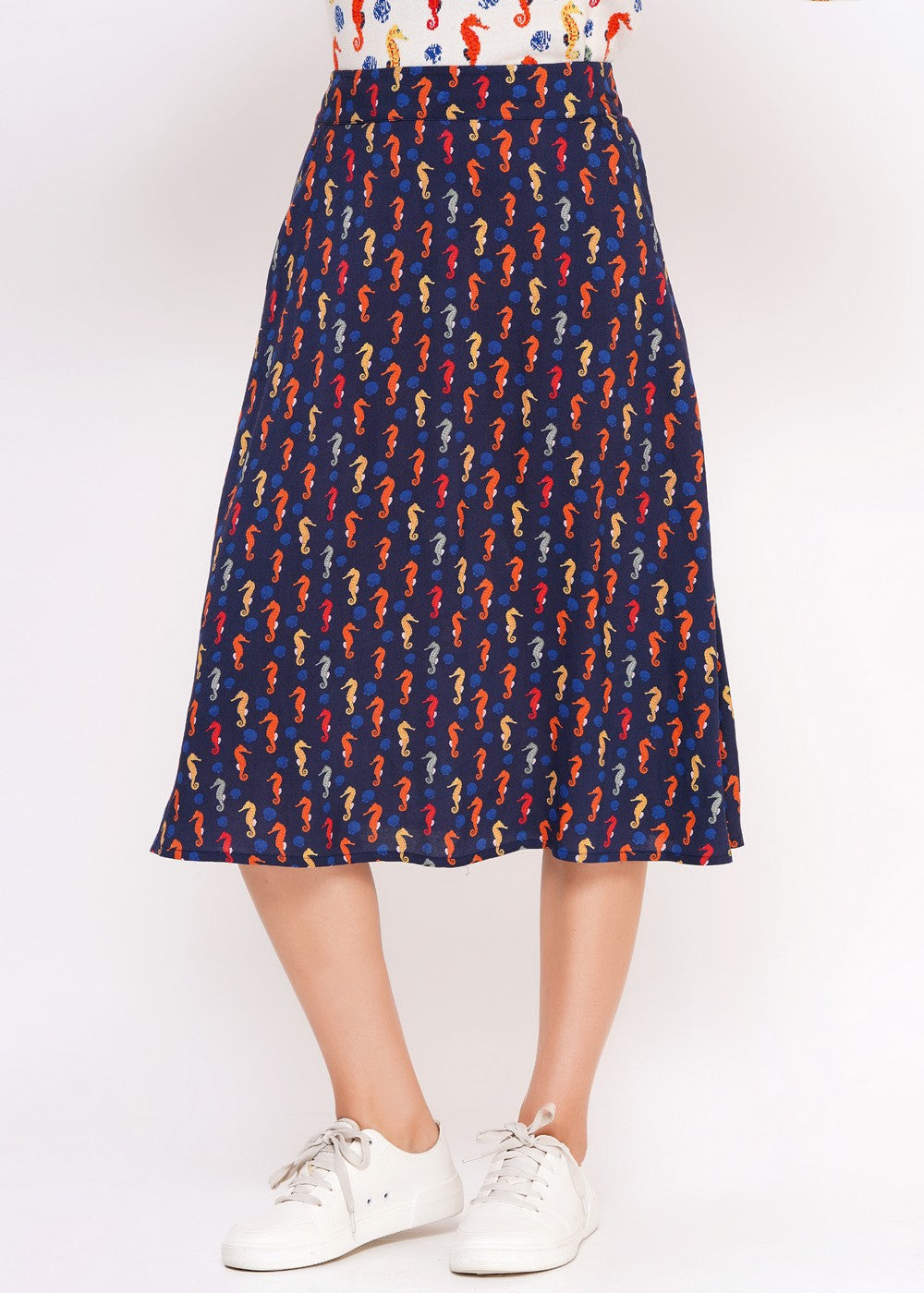 Detail Seepferdchen Muster Damenrock Vintage Stil