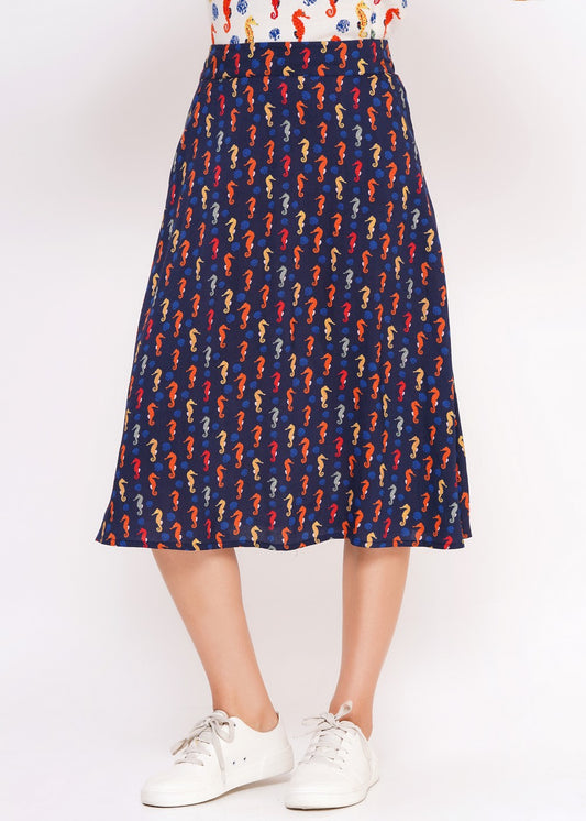 Detail Seepferdchen Muster Damenrock Vintage Stil