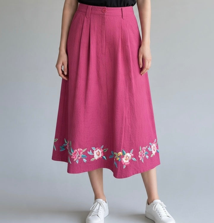 Circus Clothing Romantic Baumwollrock mit Stickerei am Saum