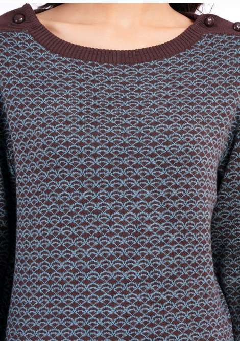 Circus Clothing Geo Strickpullover Chocolate mit Duffle Knöpfen – weiteres Produktbild 3