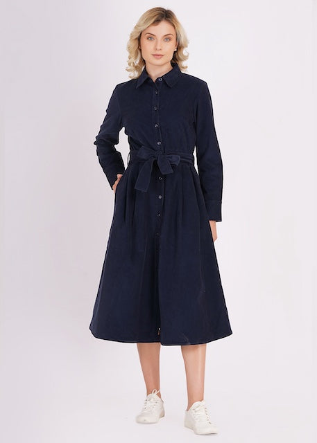 Circus Clothing Cordkleid Mood Indigo in Dunkelblau – Vorderansicht
