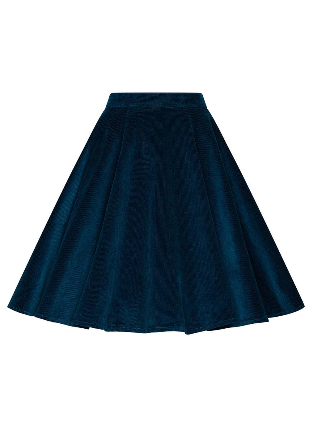 Succubus Olivia Cord Swing Rock Teal aus weichem Cord im 50er Jahre Stil – Vorderansicht