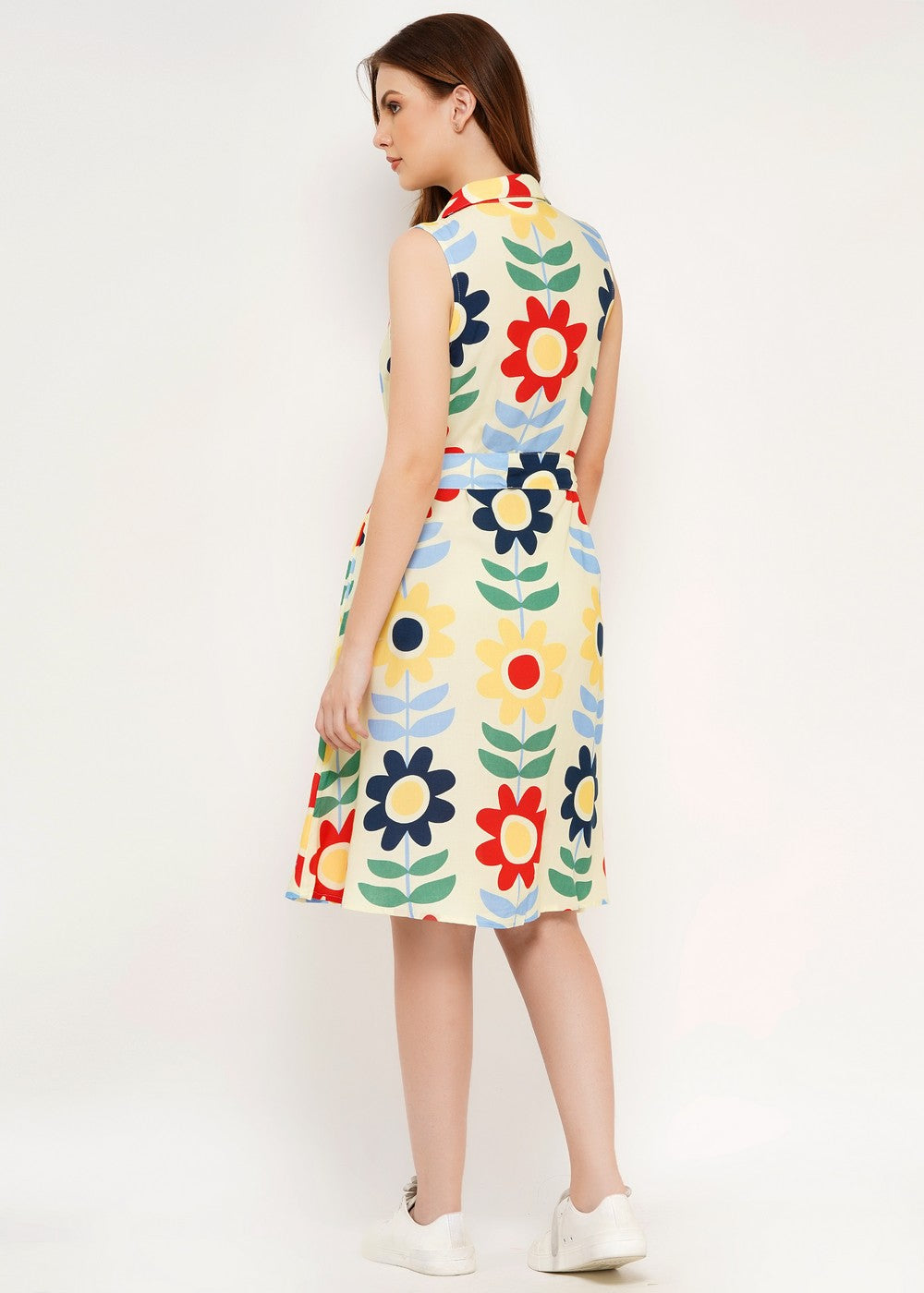Sommerkleid Damen leicht mit Bindegürtel Taille