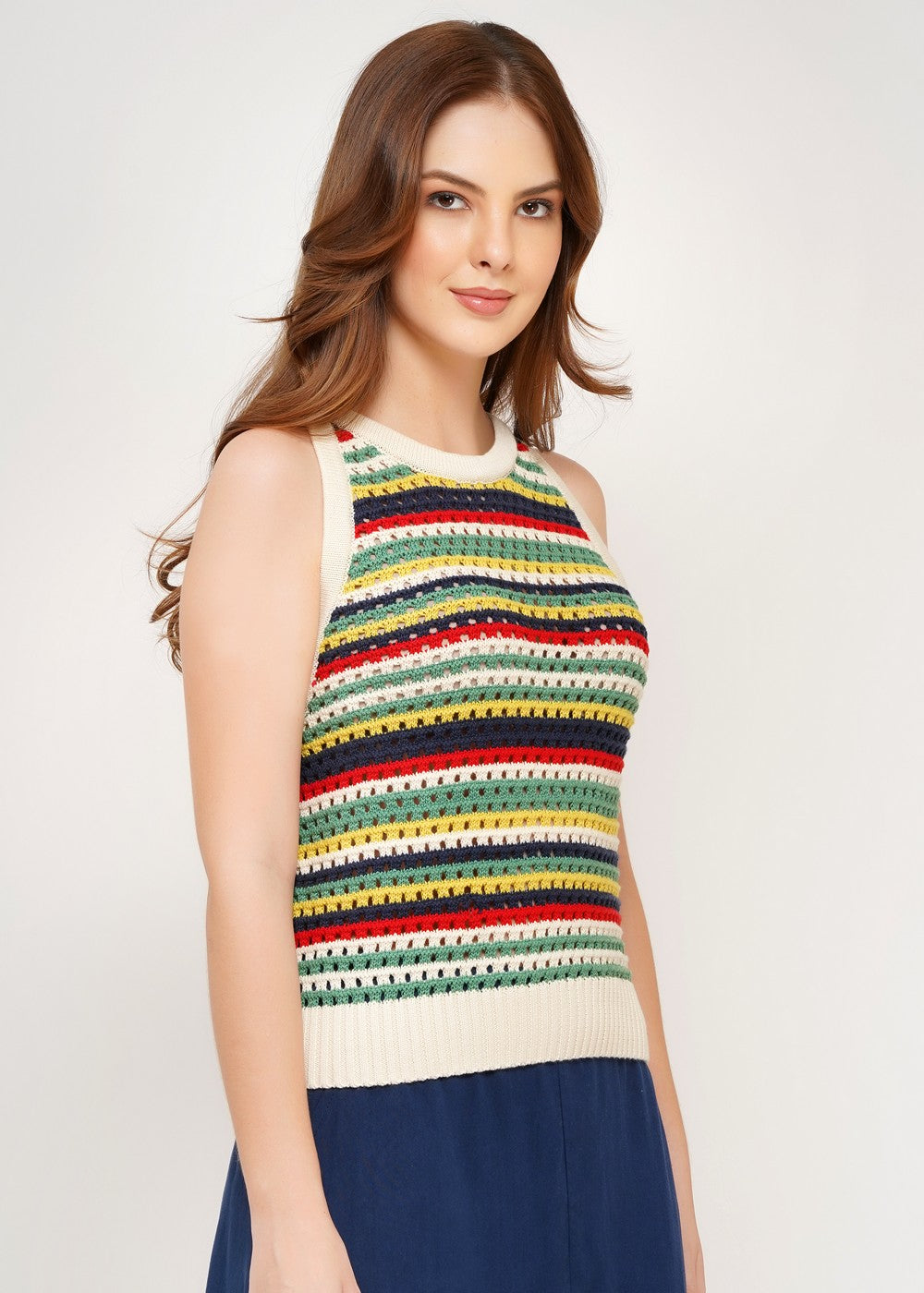 Retro Strick Tank Top Damen mehrfarbig, About Betty, sommerliches Baumwolltop