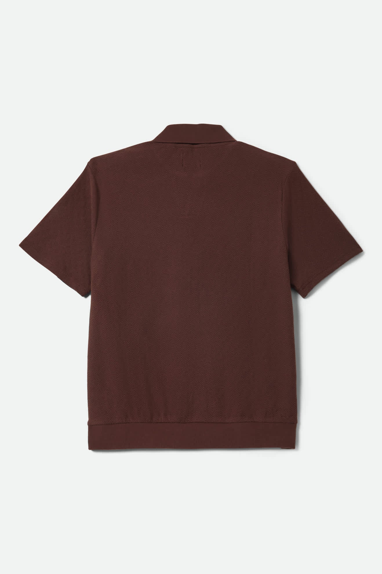 Rückansicht Brixton Theo Jacquard Polo Chocolate Herrenpolo aus Baumwolle mit klassischem Retro-Look