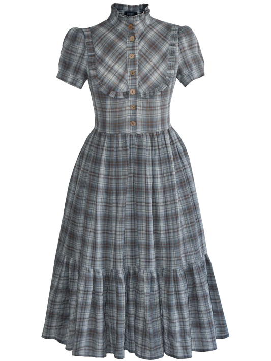 femkit Edyth Kleid kariert Midi Kleid Seersucker Baumwolle Vorderansicht