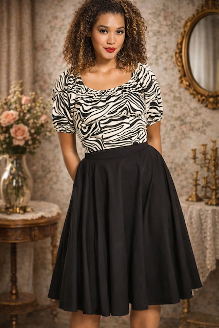 Abi 50s Rock Damen schwarz Hell Bunny Tellerrock