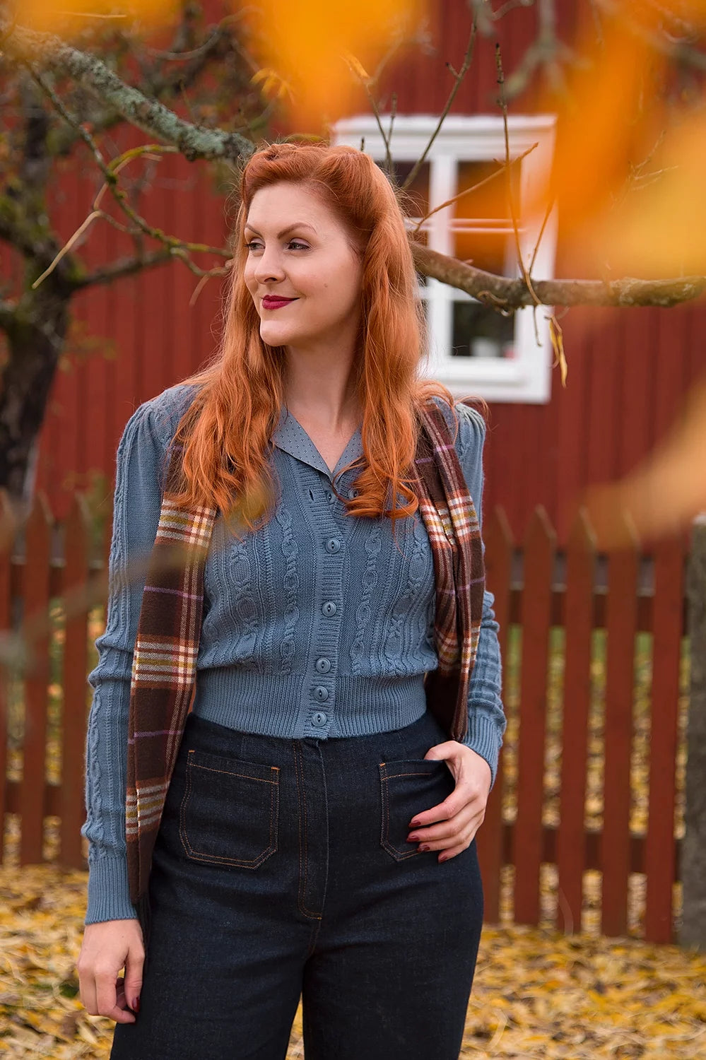 The Ice Skater Cardigan Pale indigo wool - Dotty&Dan