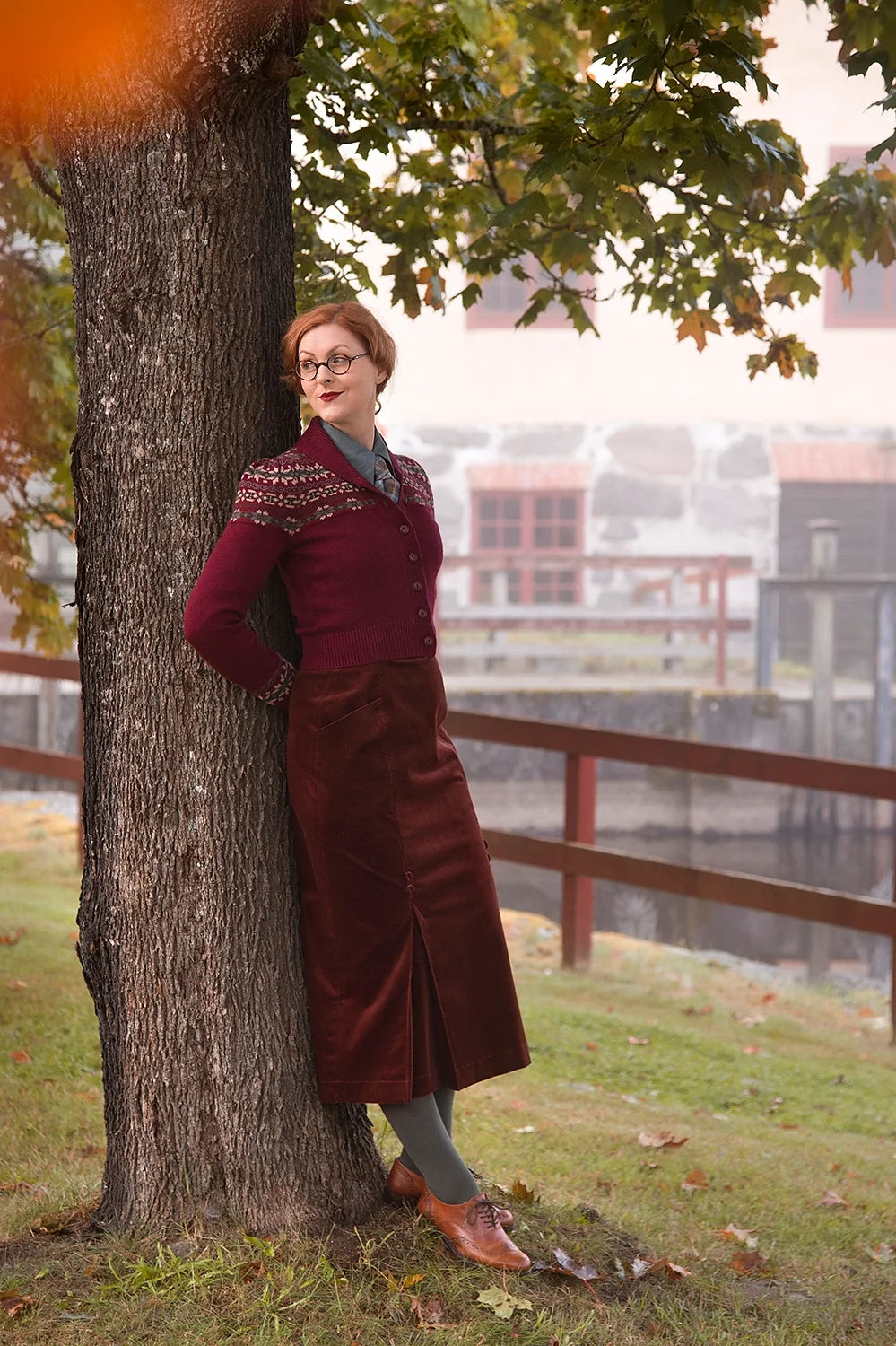 The Fair Isle Knit Jacket - Maroon mélange wool - Dotty&Dan